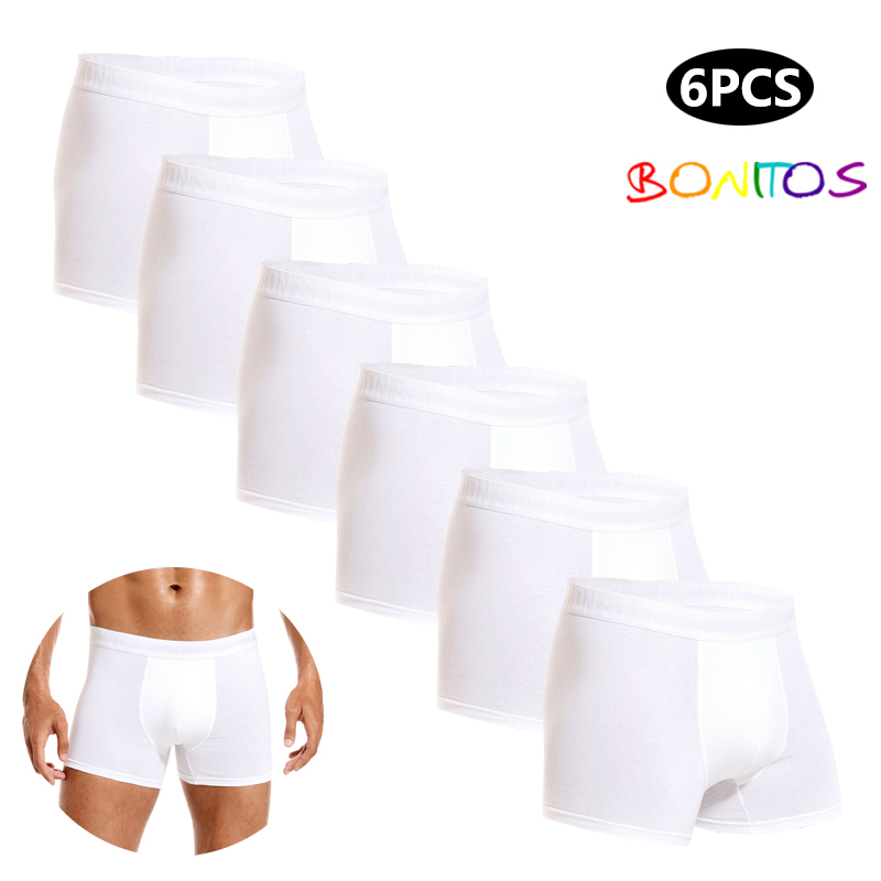 Boxer Brief Pack Cotton - 6szt White Men Panties Cotton Boxers